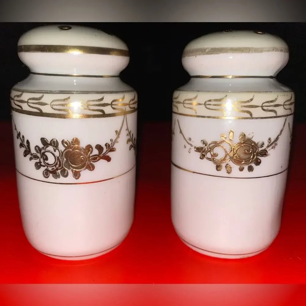 Vintage Nippon Porcelain White/Gold swag embellishment, trim textured stoppers